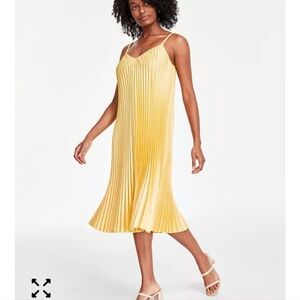 Sam Edelman V-Neck Pleated Slip Dress Sz 8 Yellow Women New Date Evening